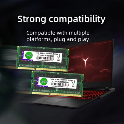 DDR3L 16GB 1600MHZ Memória Ram para Notebook PC3L-12800 Non-ECC Unbuffered 1.35V CL11 2Rx8 204 Pinos SODIMM Ram para Notebook
