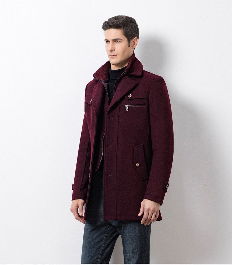 Winter Men's Jacket Oversized Wool Overcoat Solid Warm Pea Coats Thicken Casual Woolen Coat Men Clothing Parka A3F1303