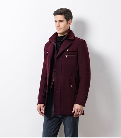 Winter Men's Jacket Oversized Wool Overcoat Solid Warm Pea Coats Thicken Casual Woolen Coat Men Clothing Parka A3F1303