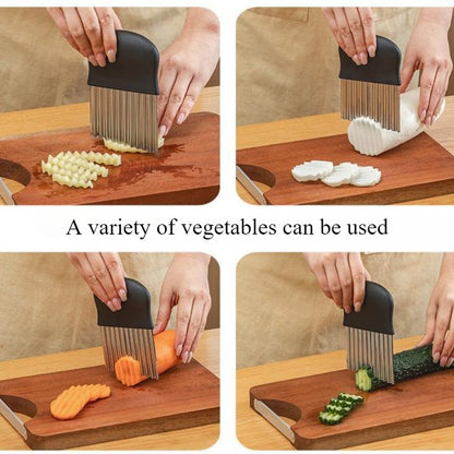 Cortador Ondulado de Batata Frita em Aço Inoxidável Fatiador de Batata Ferramentas Gadget de Cozinha para Fazer Batata Frita em Aço Inoxidável