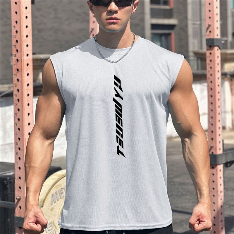 Mens Gym Tank top Man Fitness Sleeveless Shirt Male Mesh Breathable Fitness Sports Vest Undershirt Gyms Running Vest Men