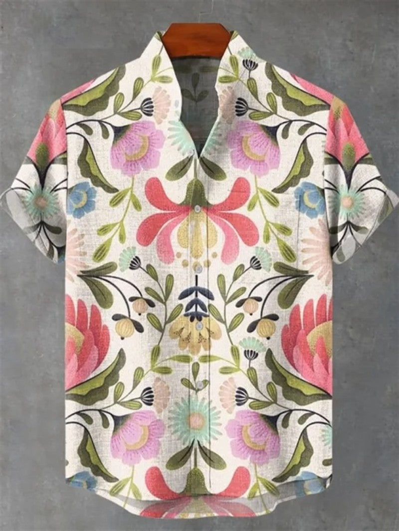 Men's Hawaiian shirt, men's 3D printed short sleeved shirt, beach vacation linen