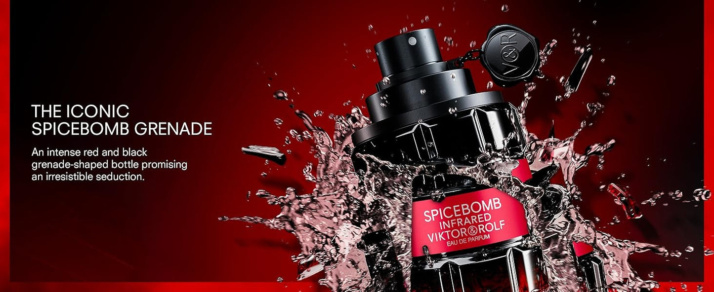 Viktor&Rolf - Spicebomb Infrared Eau de Parfum - Woody & Spicy - Cologne for Men - With Notes of Leather & Cinnamon - 3 Fl Oz
