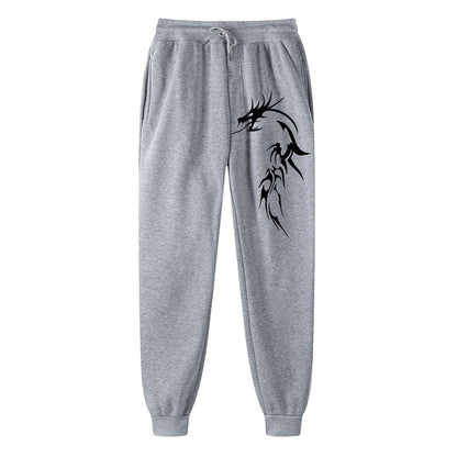 Calças masculinas vintage com cordão, calças de moletom com estampa de dragão, calças de moda, calças de hip hop, calças confortáveis e soltas, tendência unissex