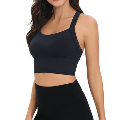 Sports and beautiful back bra set, cross-back sports bra, no chest pad, adjustable size, and can be worn inside normally.