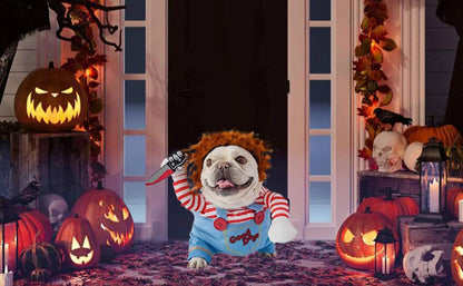 Fantasia para Cães Pet Deadly Dog, Fantasia Fofa de Cosplay para Cães Halloween Natal Roupa Divertida para Cães Fantasia de Festa para Cães Pequenos Médios Grandes