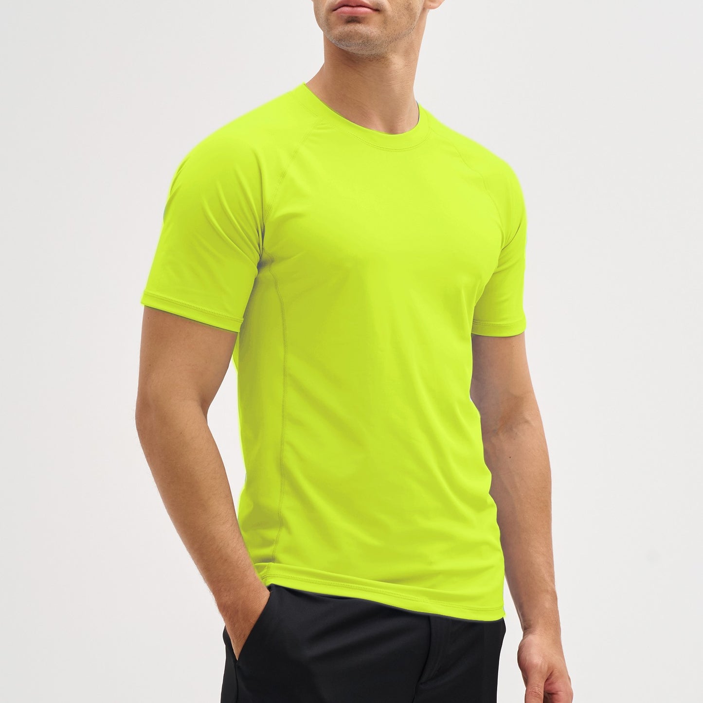 EKLENSON Men's Rashguard Swim Shirt Short Sleeve Mock Neck UPF 50+ T Shirts Loop Hem Quick Dry Loose Fit Water Surfing Shirt