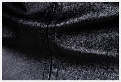 2024 New Men Business Casual Leather Jacket Black / khaki Fashion Male Suit Collar Coats Large Size 5XL Slim Fit Top