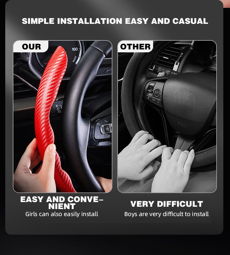 Capa Universal de Volante Antiderrapante de Fibra de Carbono para Carro, Capa Auxiliar de Volante para Carro, Acessórios Antiderrapantes