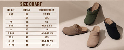 Comwarm Cow Suede Women Clogs With Adjustable Buckle Cork Footbed Leather Mules Comfort Slip on Women Slippers Summer Cork Clogs