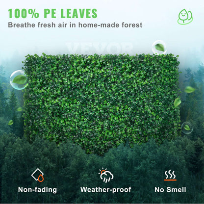 SucceBuy Artificial Boxwood Panel  24pcs 20x20/24x16 in Boxwood Hedge Wall Panels Artificial Grass Backdrop Wall Green Grass