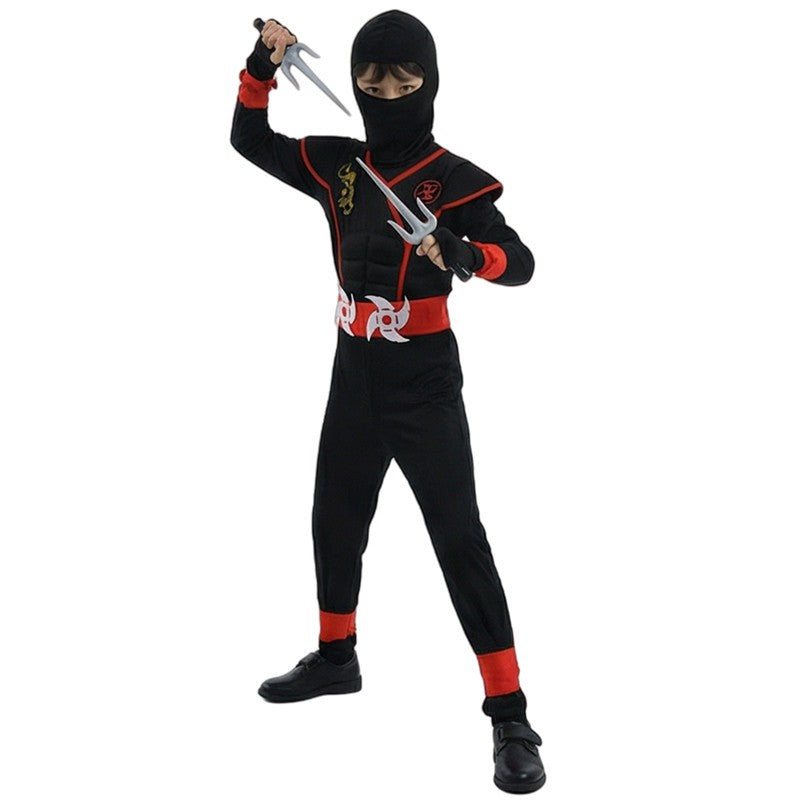 Ninja Costume Set Blue Masked Ninja Halloween Party Dress Up Outfit for Children Boys Girls with Toy Gift Holiday Party Costume