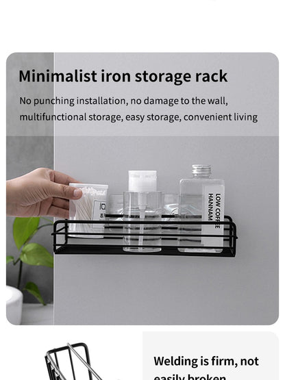 Bathroom Storage Rack Kitchen Organizer Shelf Black Shelves Corner Frame Iron Shower Punch Free Mounted Caddy Rack