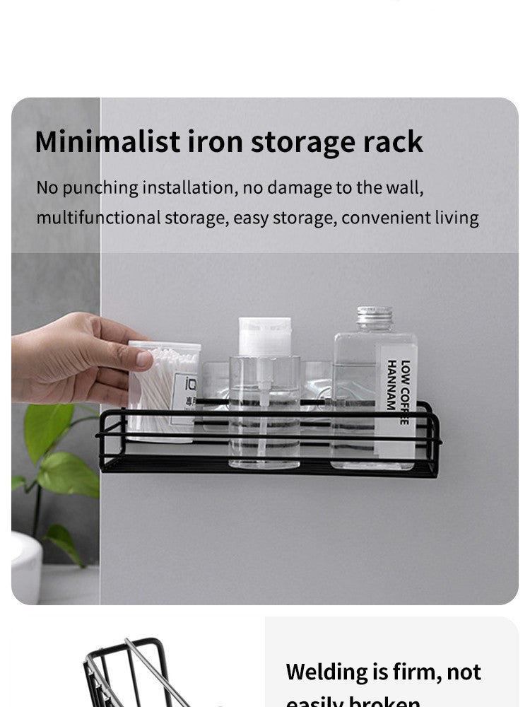 Bathroom Storage Rack Kitchen Organizer Shelf Black Shelves Corner Frame Iron Shower Punch Free Mounted Caddy Rack