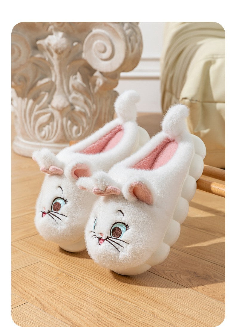 Princesa Cute Mary Gato Chinelos de Algodão Peludo Mulheres Chinelos de Casa Inverno Chinelos de Pelúcia Slides Chinelos de Interior Fofos Sapatos Encantadores
