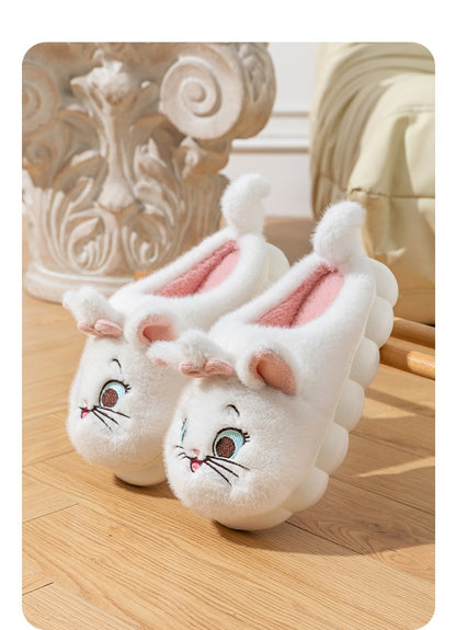 Princesa Cute Mary Gato Chinelos de Algodão Peludo Mulheres Chinelos de Casa Inverno Chinelos de Pelúcia Slides Chinelos de Interior Fofos Sapatos Encantadores