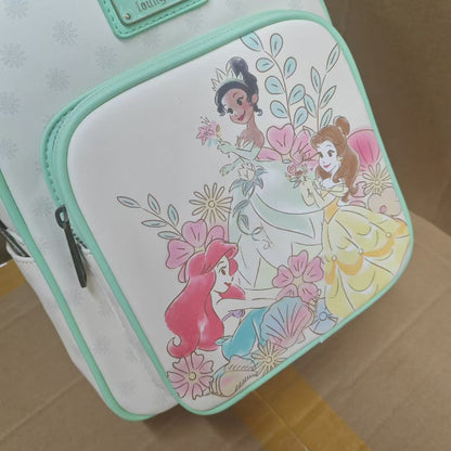 Mochila Escolar Loungefly Princesas Disney Bela Ariel Tiana Desenho Animado Anime Grande Capacidade Leve Mochila de Temporada de Volta às Aulas Presente