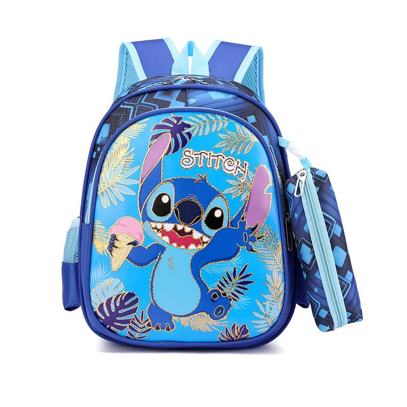 Disney Spiderman Unisex Backpacks Large Capacity Gilding Print Schoolbag For Children's Gifts With Pen Case