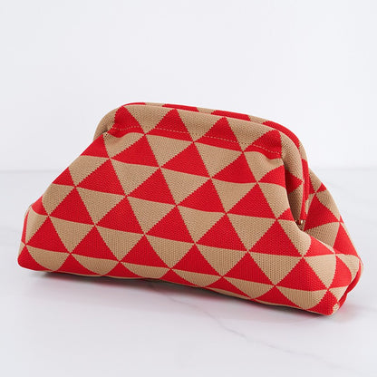 Summer Woven Crochet Purses for Women Beach Clutch Striped Beach Dumpling Hobo Casual Colorblock Bag Ladies Ruched CloudS Purse