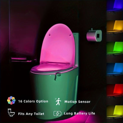 16-Color Motion-Sensing Toilet Seat Night Light with Motion Sensor