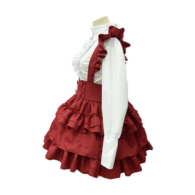 Christmas Lolita Red Overalls Skirt New Year Party Dress Vintage Medieval Dress Drama Performance Outfit Anime Cospaly Costume