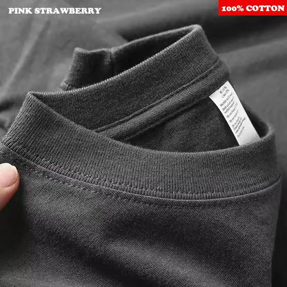 100% Cotton White Long sleeve T-shirt Men Autumn 2025 New Solid color High quality Loose Casual Black Tee Y2k Top Men clothing