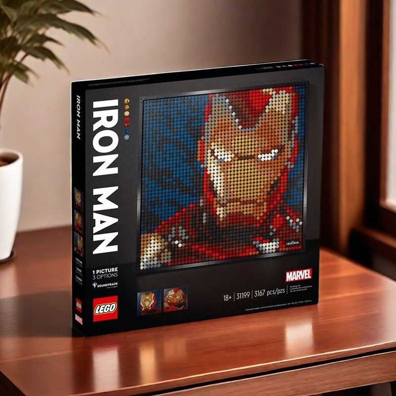 31199 LEGO é um conjunto de colagem com o tema Homem de Ferro, parte da série LEGO Art Life, e um ótimo presente.