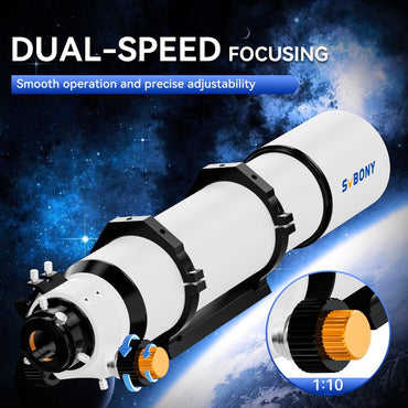Conjunto de Telescópio Refrator Acromático Svbony SV48P 102mm para Fotografia e Observação Astronômica de Céu Profundo
