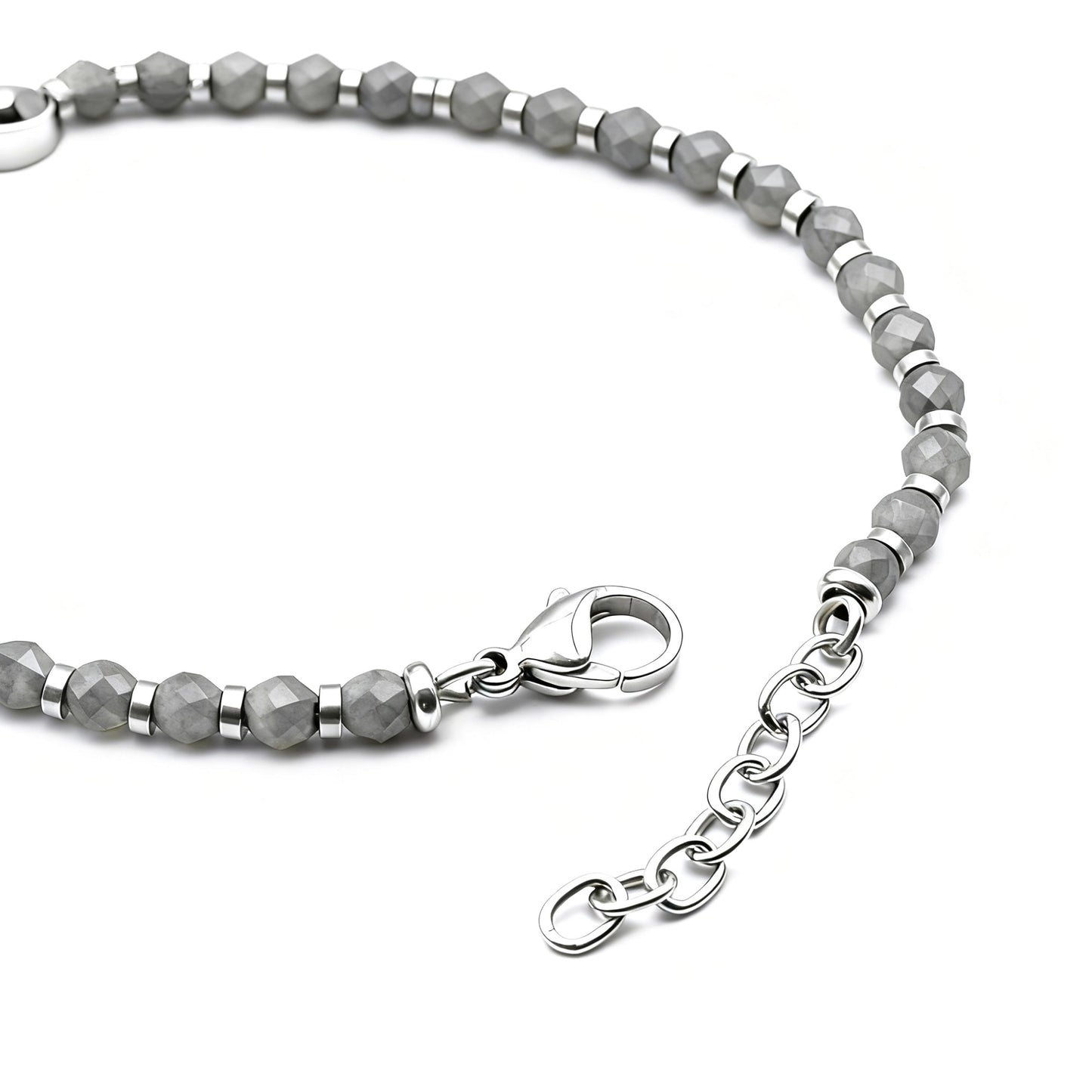 Pulseira Masculina Runda com Pingente Âncora em Hematita Preta Aço Inoxidável Ajustável 22cm Joia de Miçangas com Amuleto da Moda