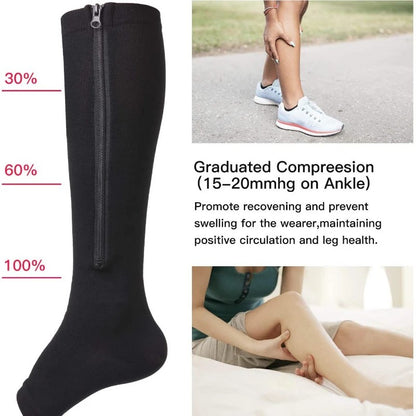 Meias de Compressão com Zíper Masculinas para Varizes Meias Esportivas Médicas para Diabetes para Corrida Ciclismo Meias Longas Femininas