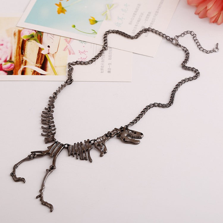 Sexy Long Necklaces Gothic Tyrannosaurus Rex Skeleton Dinosaur Pendant Charm Dragon Bone Jewelry Men Women Gifts
