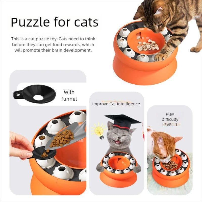Brinquedo Interativo Multifuncional para Gatos, Quebra-cabeça Popular, Tigela de Comida Lenta com Vazamento, Brinquedos Interativos para Gatos de Estimação