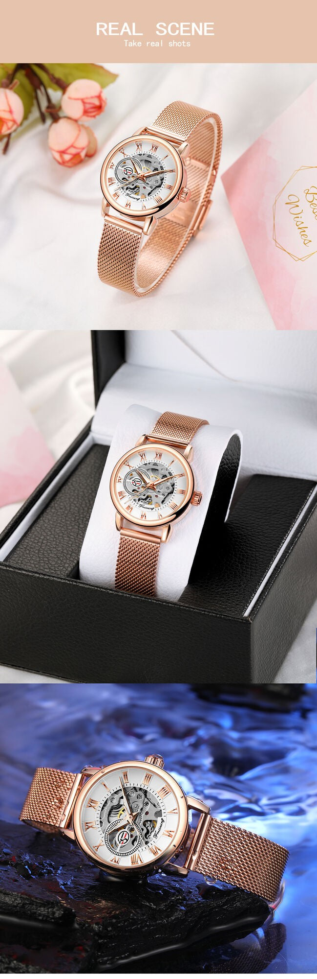 Forsining 099L Girl Bracelet Mechanical Watch With Manual Hand Wind Mechanical Wristwatch Mesh strap Female Watch Reloj Mujer