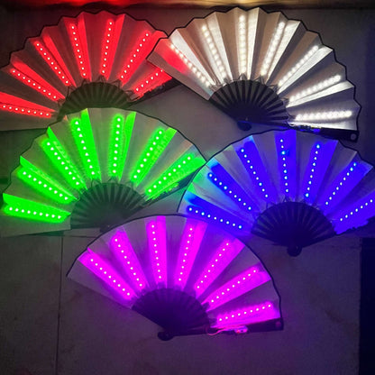 Glow Folding Led Fan Dancing Light Fan Night Show Halloween Christmas Rave Festival Accessories Glow in The Dark Party Supplies