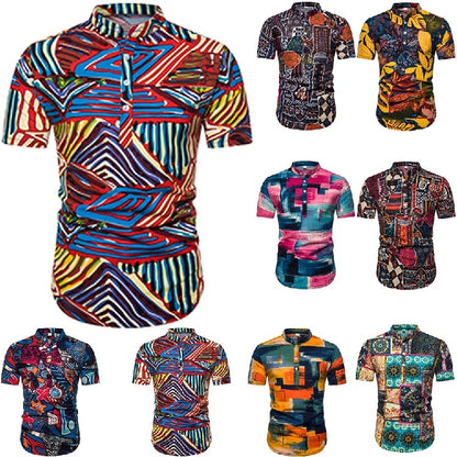 2024 new Hawaiian Cotton High Quality Shirts Men's Oversize Shirt Man Tiki Fashion Clothing Blouses Luxury Social T-shirts