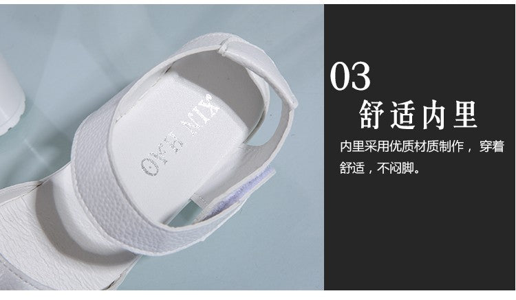 Summer New White High-heeled Women's Sandals Women's Chunky Heel Wedge Platform Sandals Fish Mouth Shoes Roman Sandals for Women