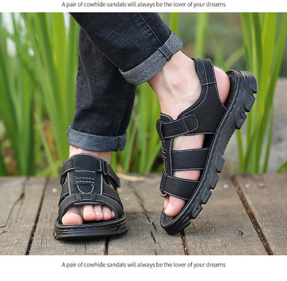 Loveontop Sandals Men's New Beach Shoes Cowhide Slippers Outdoor  Non-slip Thick-soled Leather Sandals for Me