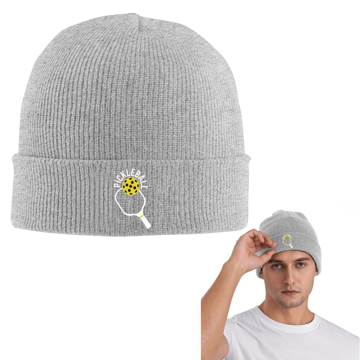 Pickleball Warm Knitted Cap Hip Hop Bonnet Hat Autumn Winter Outdoor Beanies Hats for Men Women Adult