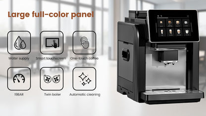 Mcilpoog WS817 -7"colorfAutomatic Espresso Machine with Milk Frother,  21 Flavors for Home & Office