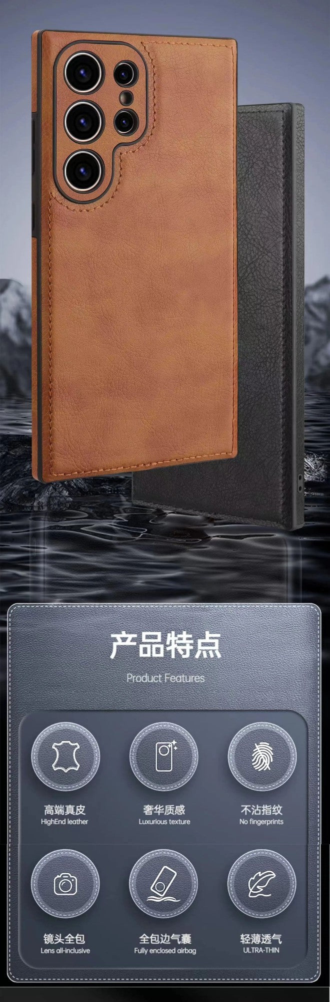 Capa de couro PU vintage de luxo para Samsung S25 Ultra S24 Plus S23 S22 S24Ultra, fina, à prova de choque, com para-choque macio