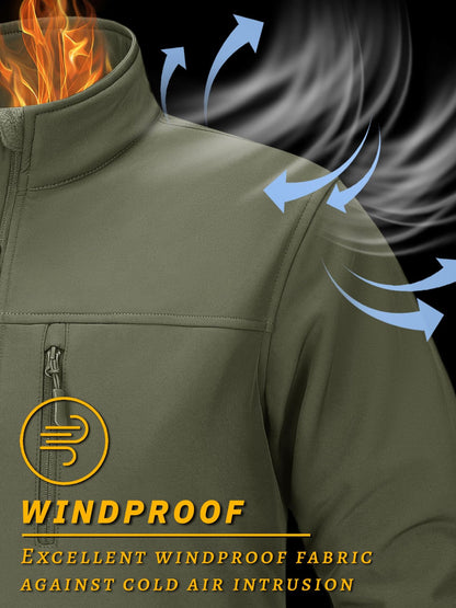 TACVASEN Waterproof Fleece Lining Windbreaker Mens Winter Work Jackets Zipper Pocket Casual Coats Full Zip Outwear Tops