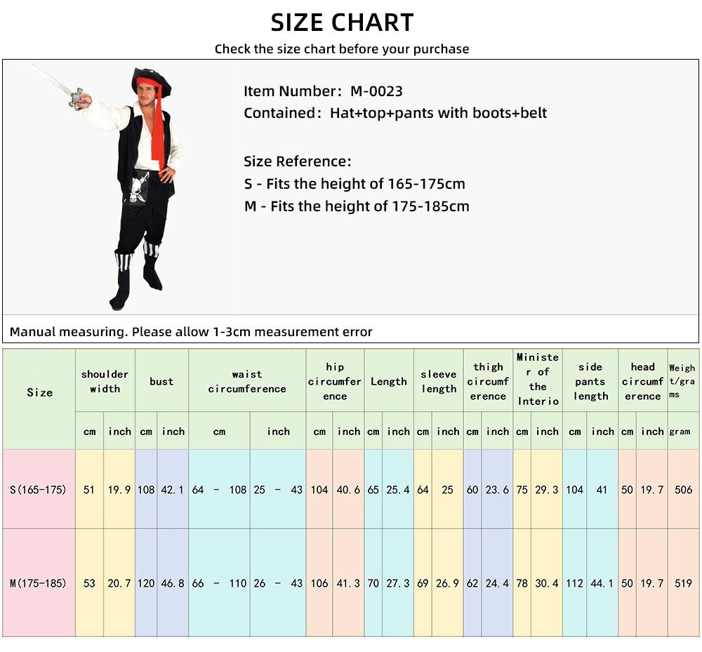 Pirates of the Caribbean cosplay costume Captain Jack Sparrow costume Halloween party performance men's suit