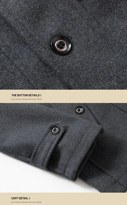 Overcoat 4XL Autumn Winter Mens Wool Trench Coats Fashion Middle Long Jacket Male Double Collar Zipper Coat Windbreak Woolen