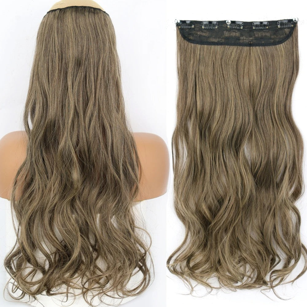 Extensão de Cabelo Liso Comprido de Fibra Sintética Resistente ao Calor com 5 Clipes 22"32" Preto Castanho Loiro