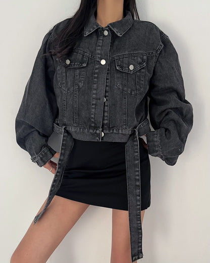 2 colors Women's casual Jean Coats 2025 Spring Women Denim Jacket Long Sleeve cropped Female Girls streetwear(N2418)