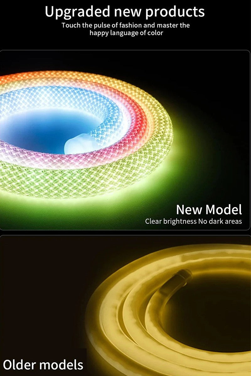 360 Degree Round Reticulate Neon LED Strip with Remote Control,RGBIC Nylon Flexible Dream Colorful Rope Light For Bedroom Living