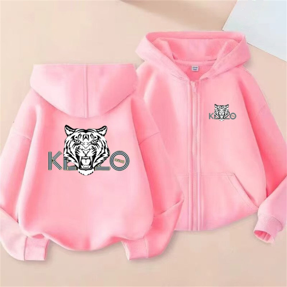 Children Zip Up Hoodie Tops tiger's head Girl Boy Sweatshirt Kid 3-12 Year Zipper Hoody Coat Casual Sweatshirts black Clothes