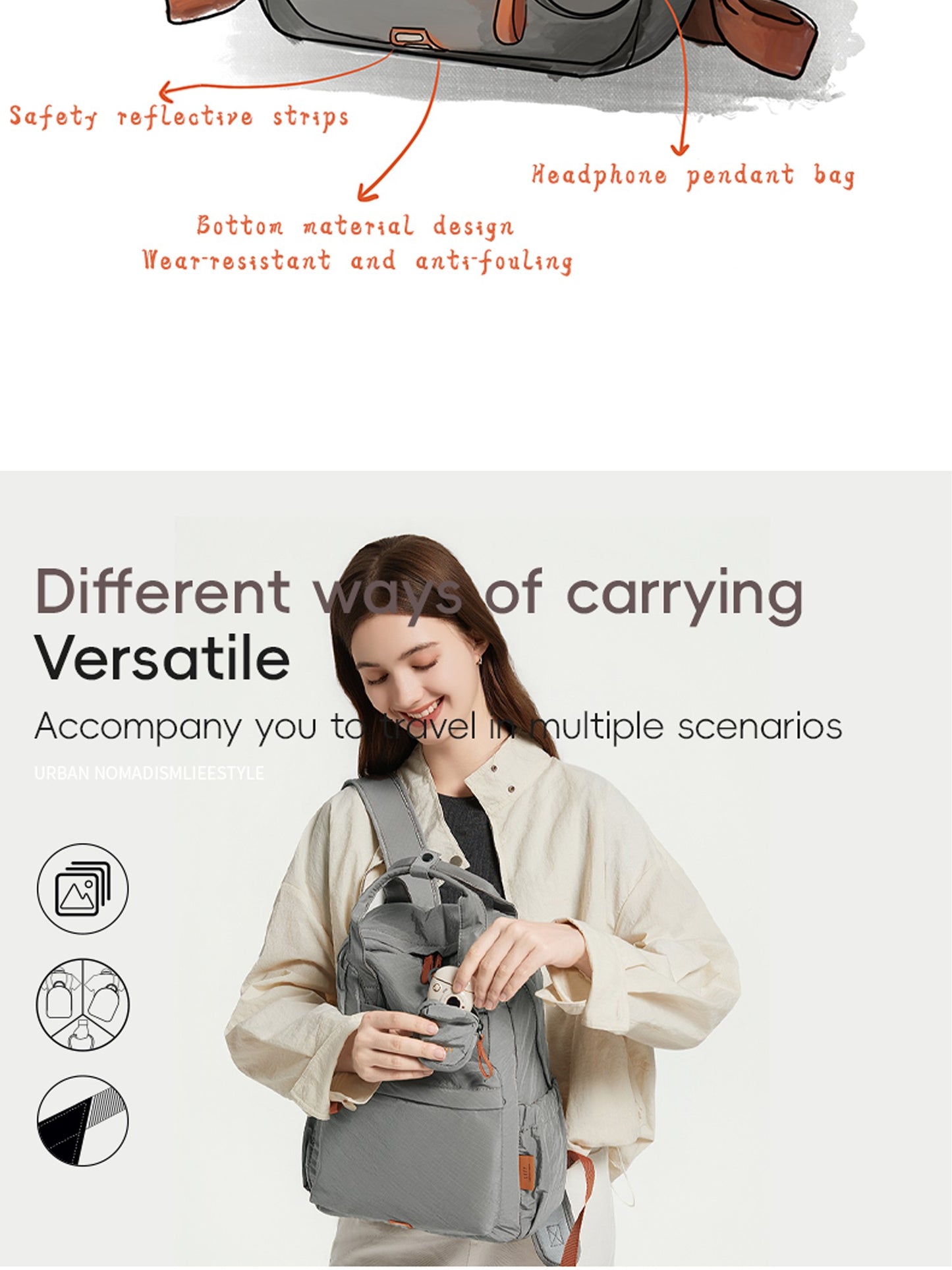 LEFF Women Backpack 15.6 Inch Large Capacity Laptop Backpacks Waterproof Outdoor Commuting Backpack Lightweight Travel Backpacks