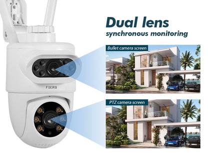 FUERS 5K 10MP Dual Lens IP Camera Tuya Smart Home Security Auto Tracking Wireless Alarm WIFI CCTV Surveillance Outdoor Camera
