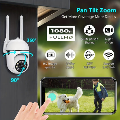 Ease Life APP Wireless 1080P HD Indoor/Outdoor WiFi Security Camera, Color Night Vision, 2-Way Audio, 360° Pan/Tilt/Zoom